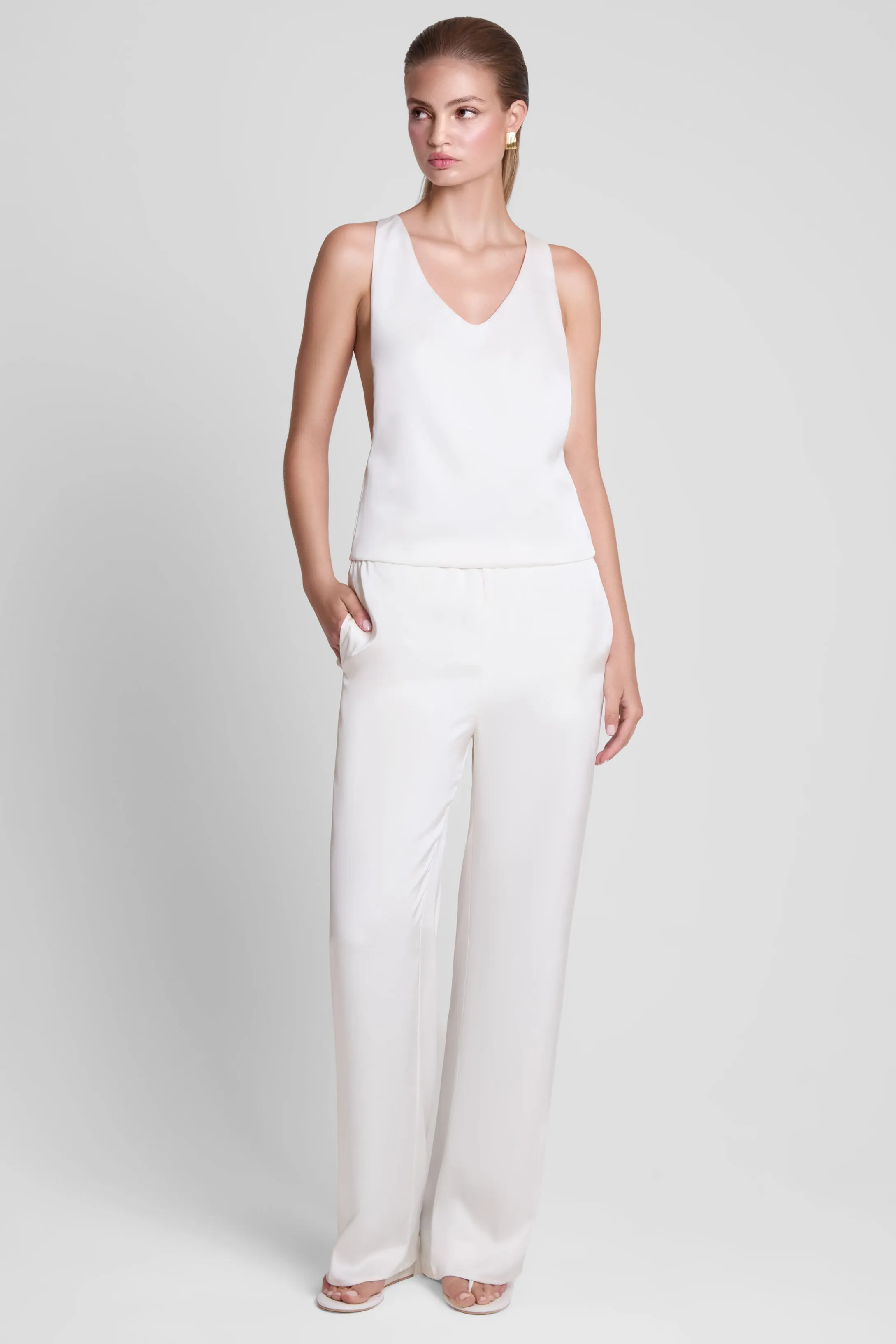 Soho Satin Straight Leg Pants - White sold by LEAU product image thumbnail 2