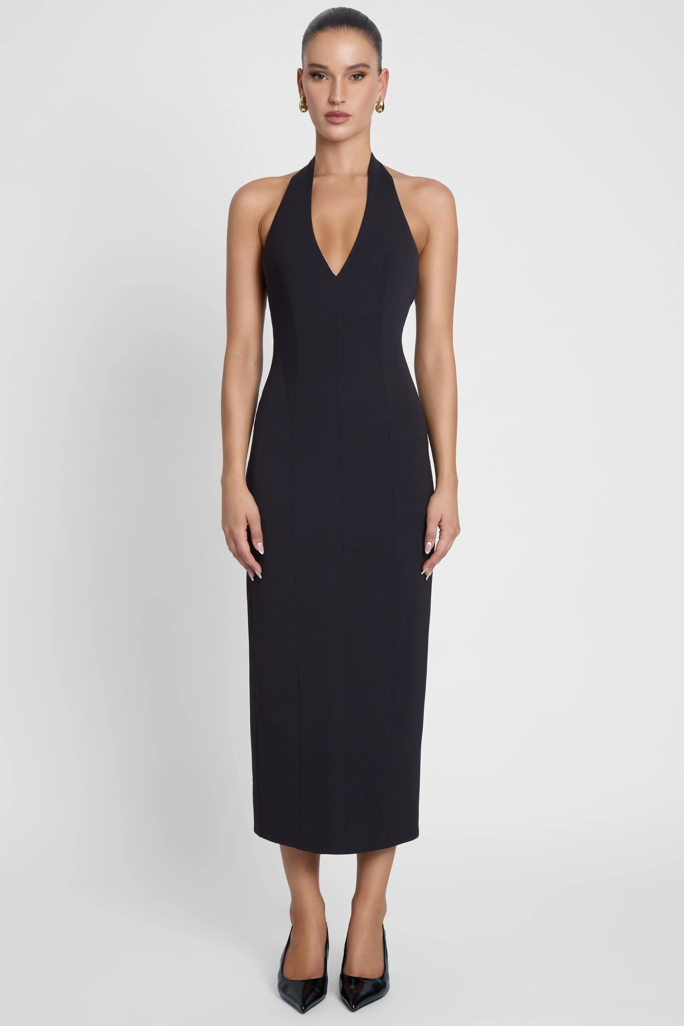 Helena Halter Midi Dress - Black sold by LEAU