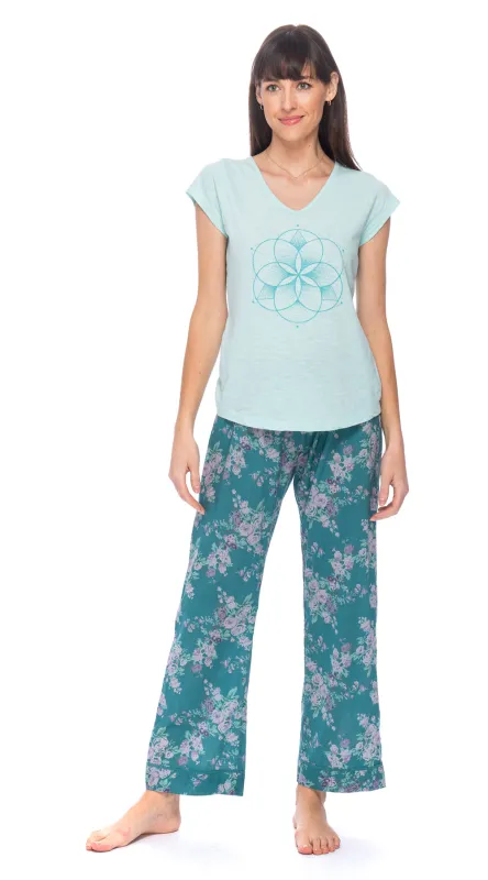 Organic Cotton Pajama Pants- aqua sold by Alchemy Fashion