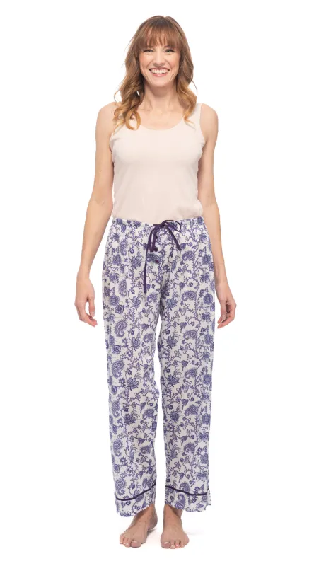 Org.Cotton Pajama Pants - purple paisley sold by Alchemy Fashion