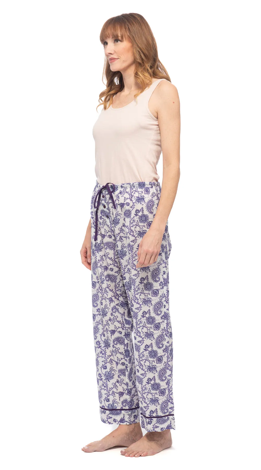 Org.Cotton Pajama Pants - purple paisley sold by Alchemy Fashion product image thumbnail 2
