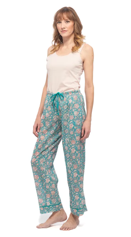Org.Cotton Pajama Pants - turquoise dream sold by Alchemy Fashion