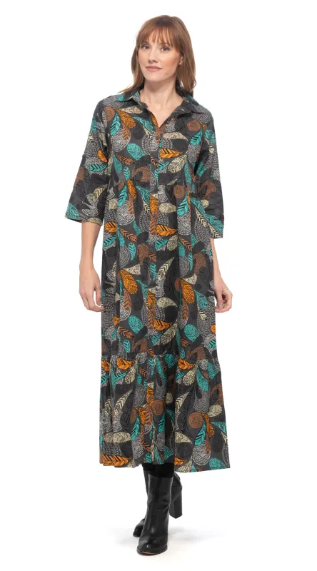 Leela Dress - grey feather - organic cotton sold by Alchemy Fashion