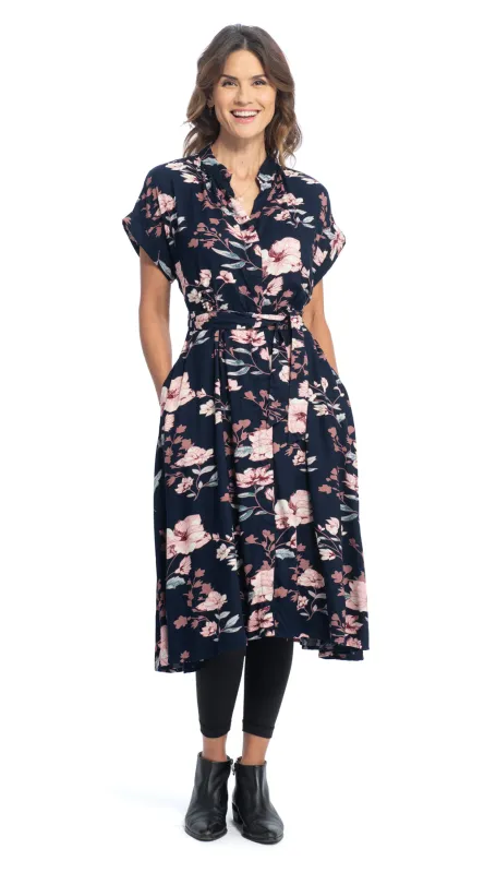 Victoria Dress - navy+pink - rayon sold by Alchemy Fashion