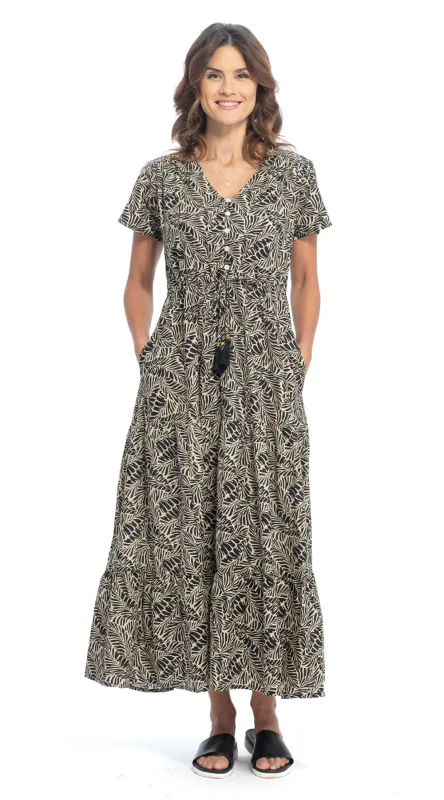 Sunita Dress - black fern - organic cotton sold by Alchemy Fashion