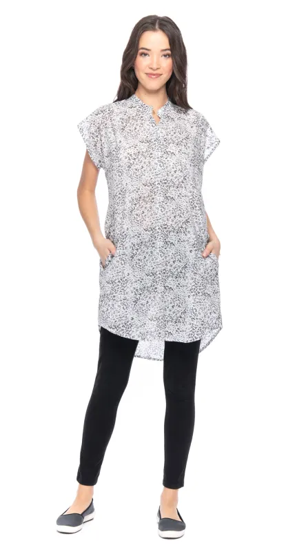 Chelsea Tunic - white leopard - cotton made by Alchemy Fashion