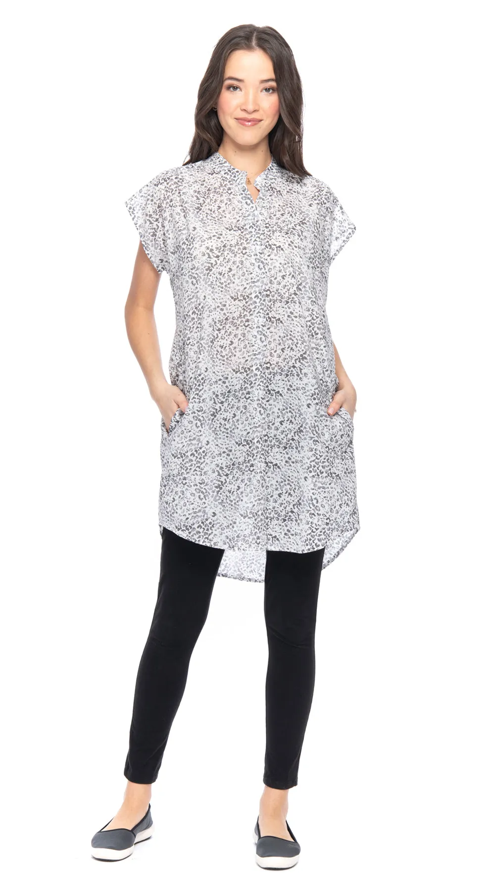 Chelsea Tunic - white leopard - cotton sold by Alchemy Fashion