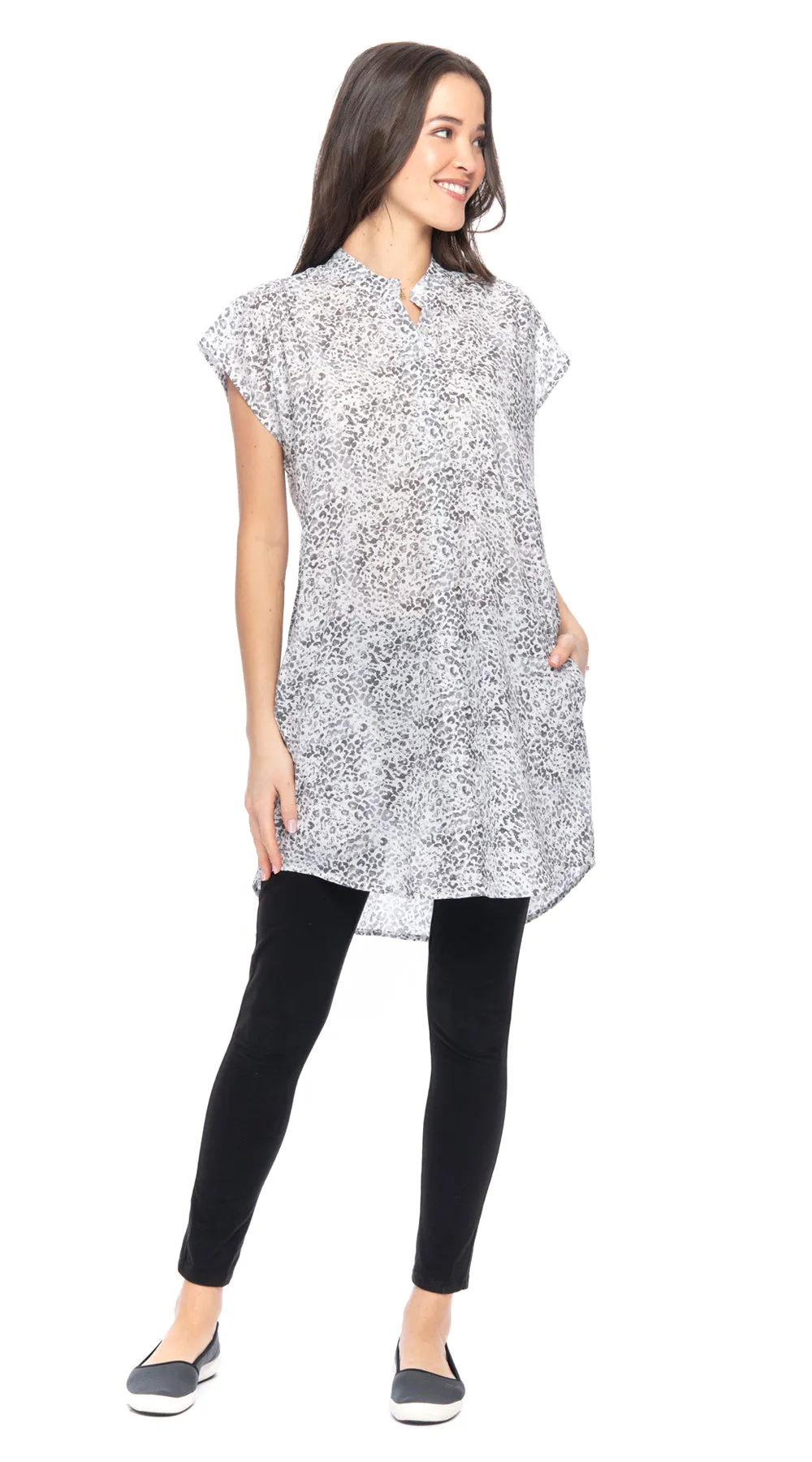 Chelsea Tunic - white leopard - cotton sold by Alchemy Fashion product image thumbnail 2