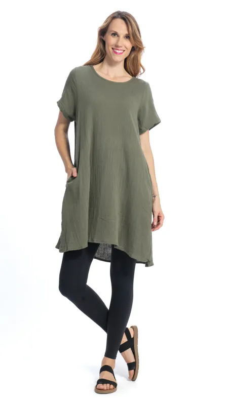 Cotton Gauze Lucia Tunic - khaki sold by Alchemy Fashion