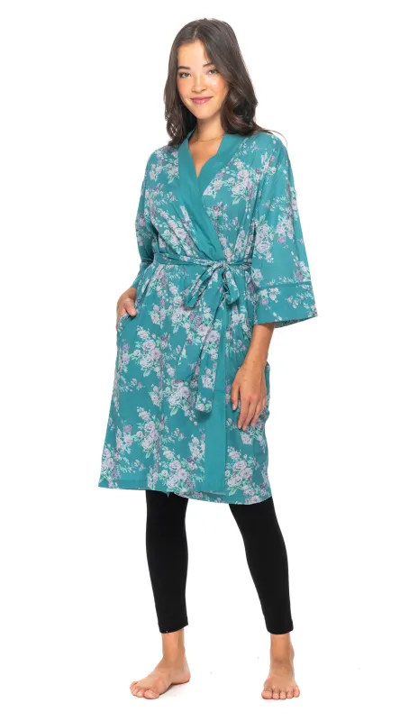 Organic Cotton Bathrobe - aqua sold by Alchemy Fashion