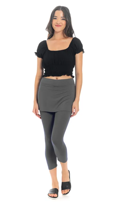 Skirted Capris - grey - organic cotton sold by Alchemy Fashion
