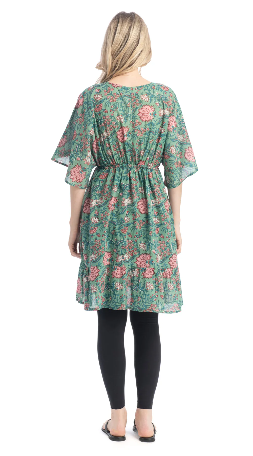 Short Kimono Dress - agave blockprint - organic cotton sold by Alchemy Fashion product image thumbnail 3