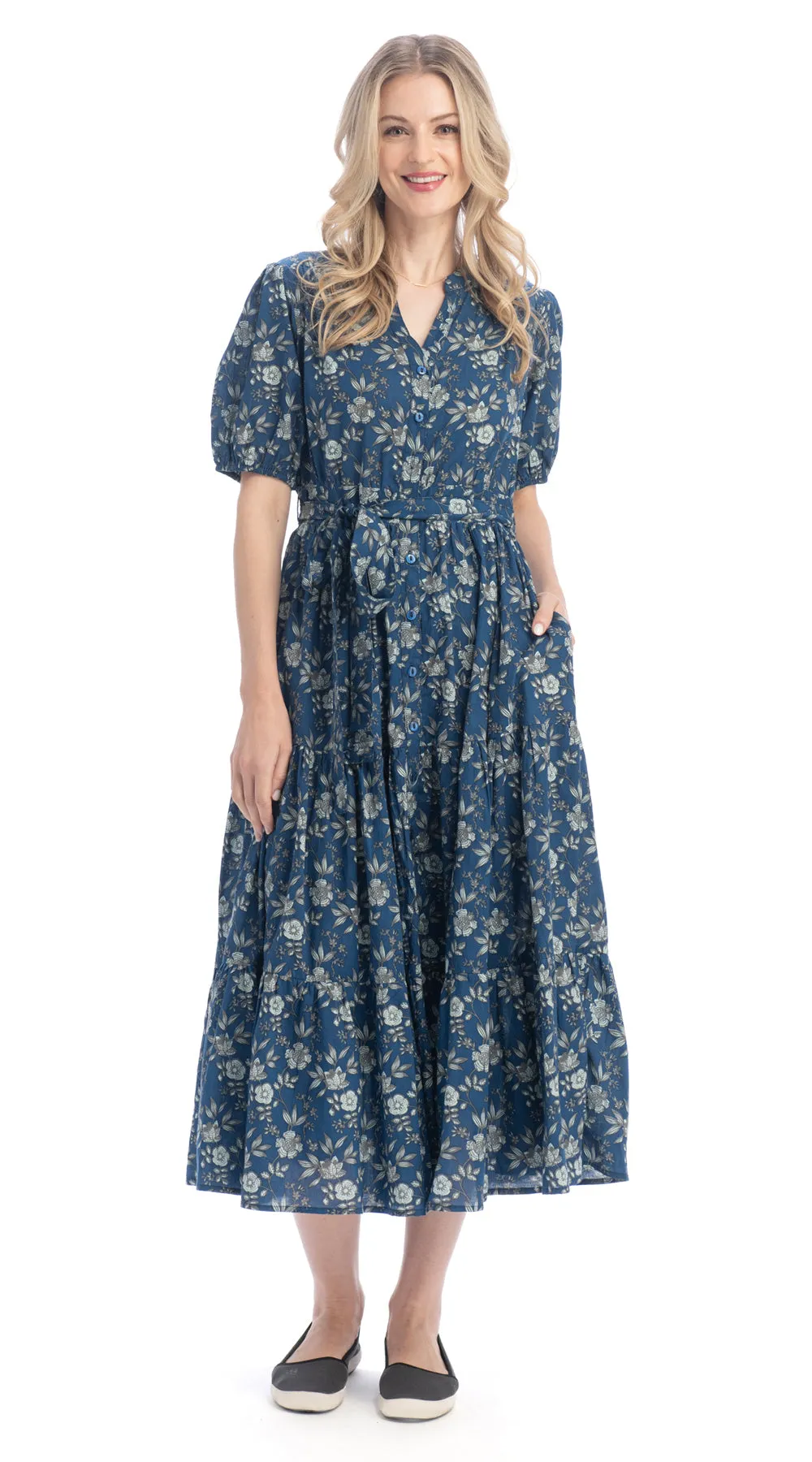 Anya Dress - soft navy - organic cotton sold by Alchemy Fashion