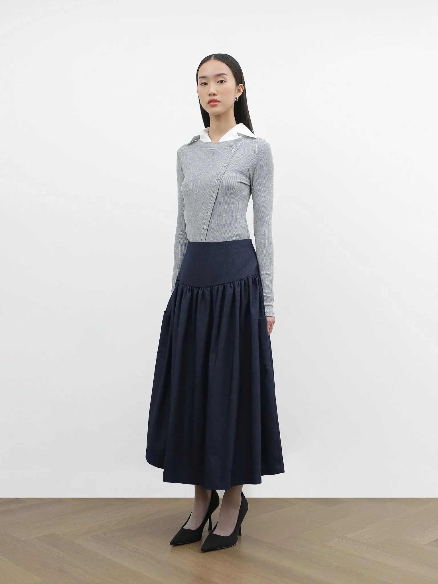 FLARE SKIRT IN SOFT DENIM sold by BLZR.ID
