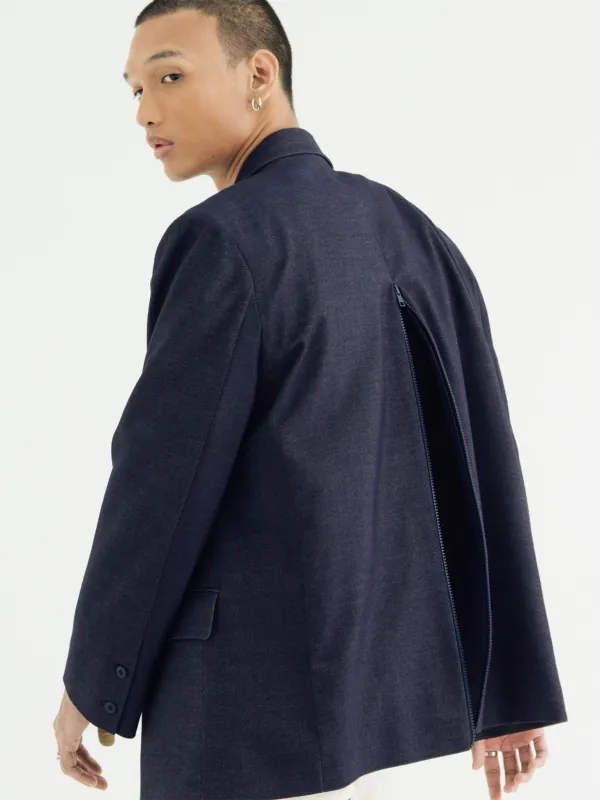ZIPPER OVERSIZED BLAZER IN SOFT DENIM sold by BLZR.ID