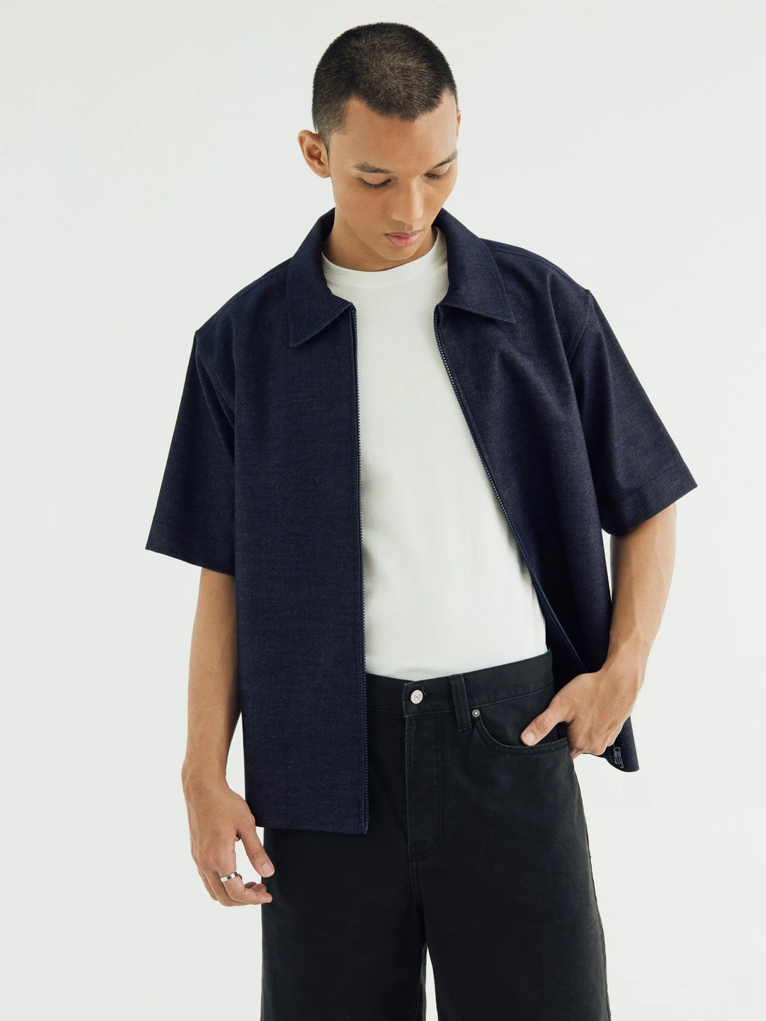 ZIPPER OVERSIZED SHIRT IN SOFT DENIM sold by BLZR.ID product image thumbnail 4
