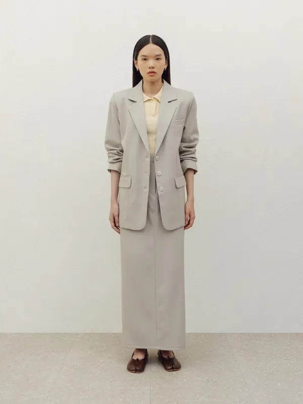 YOON RUCHED SLEEVE BLAZER IN LIGHT BEIGE sold by BLZR.ID