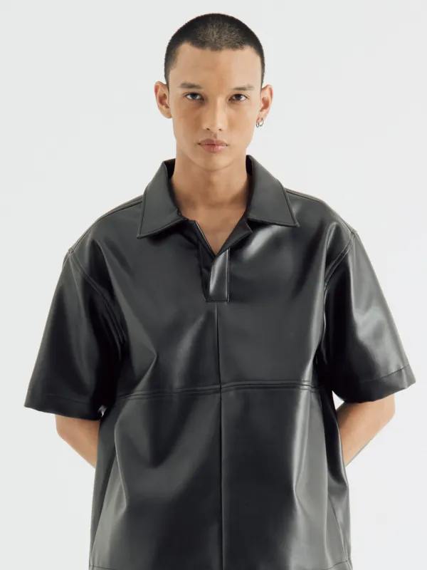 LEATHER OVERSIZED SHIRT sold by BLZR.ID
