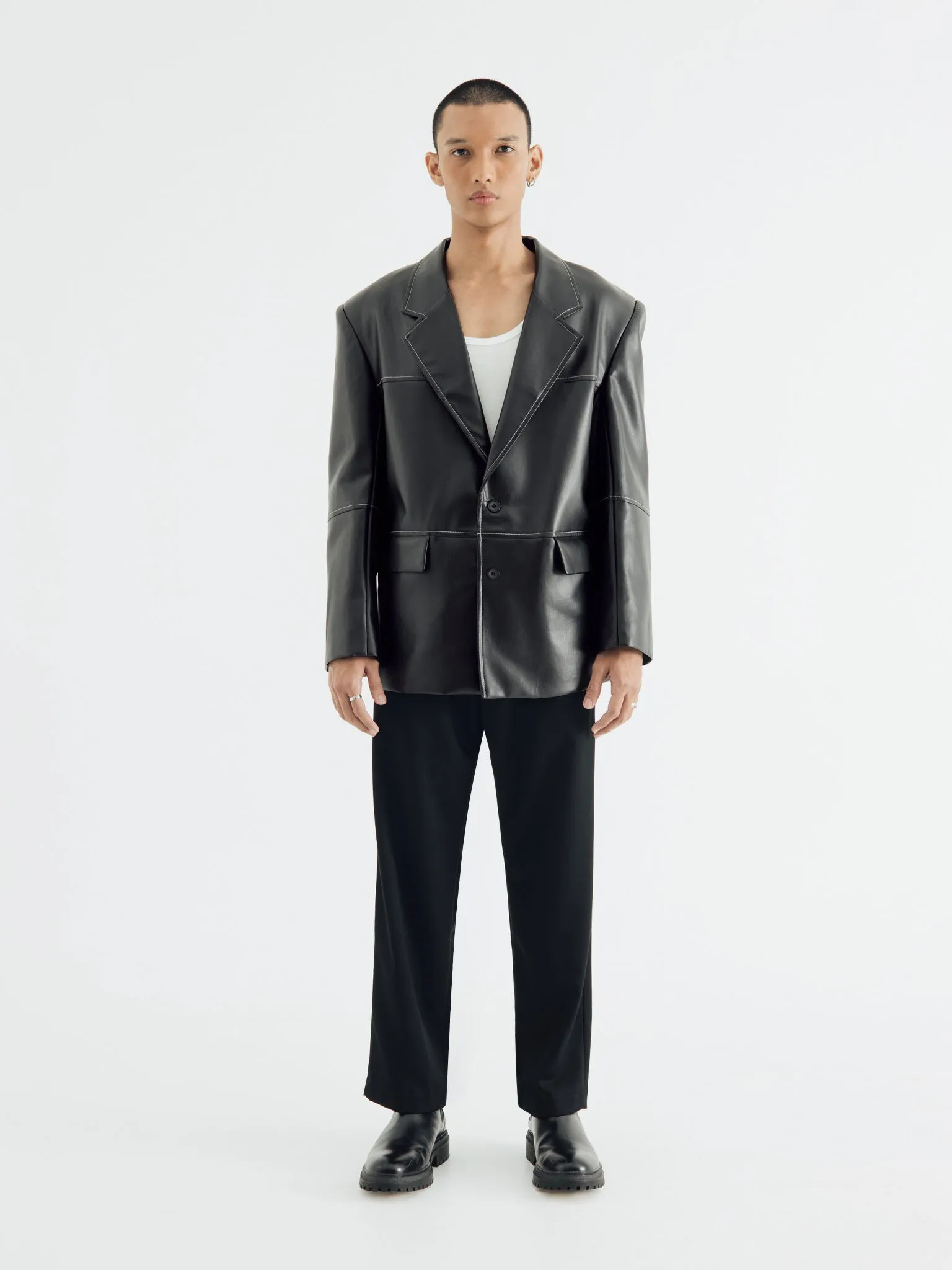 CONTRAST STITCHED LEATHER BLAZER sold by BLZR.ID product image thumbnail 2
