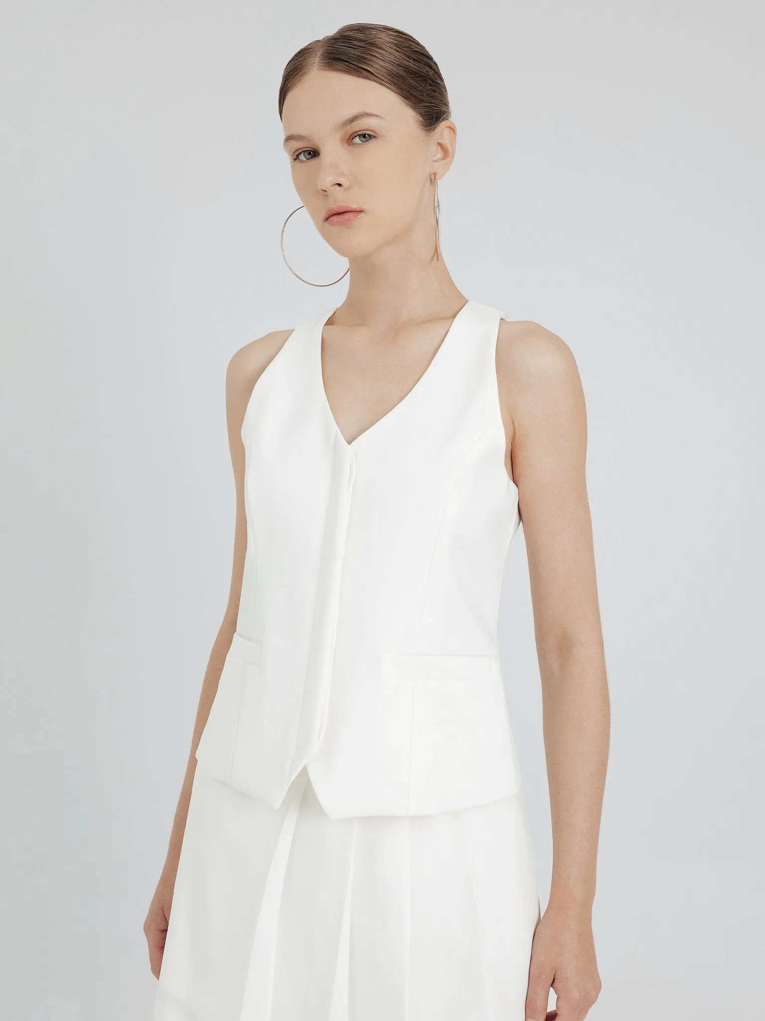 V-NECK VEST IN WHITE sold by BLZR.ID product image thumbnail 3