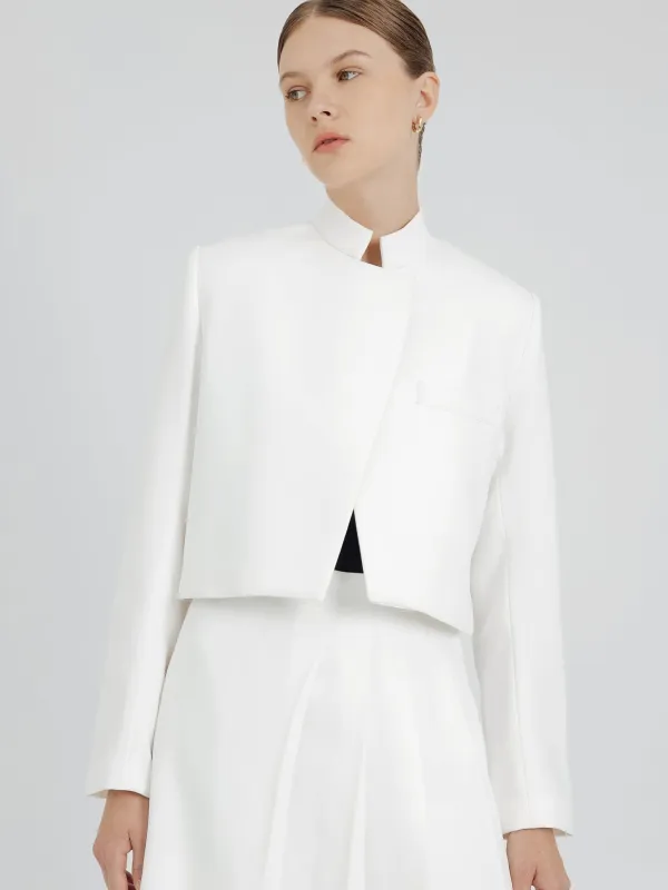 MANDARIN CROP BLAZER IN WHITE sold by BLZR.ID