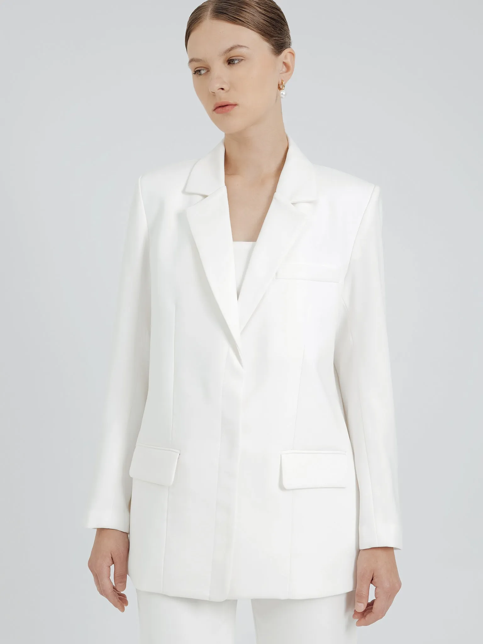 YOON RUCHED SLEEVE BLAZER IN WHITE sold by BLZR.ID product image thumbnail 2