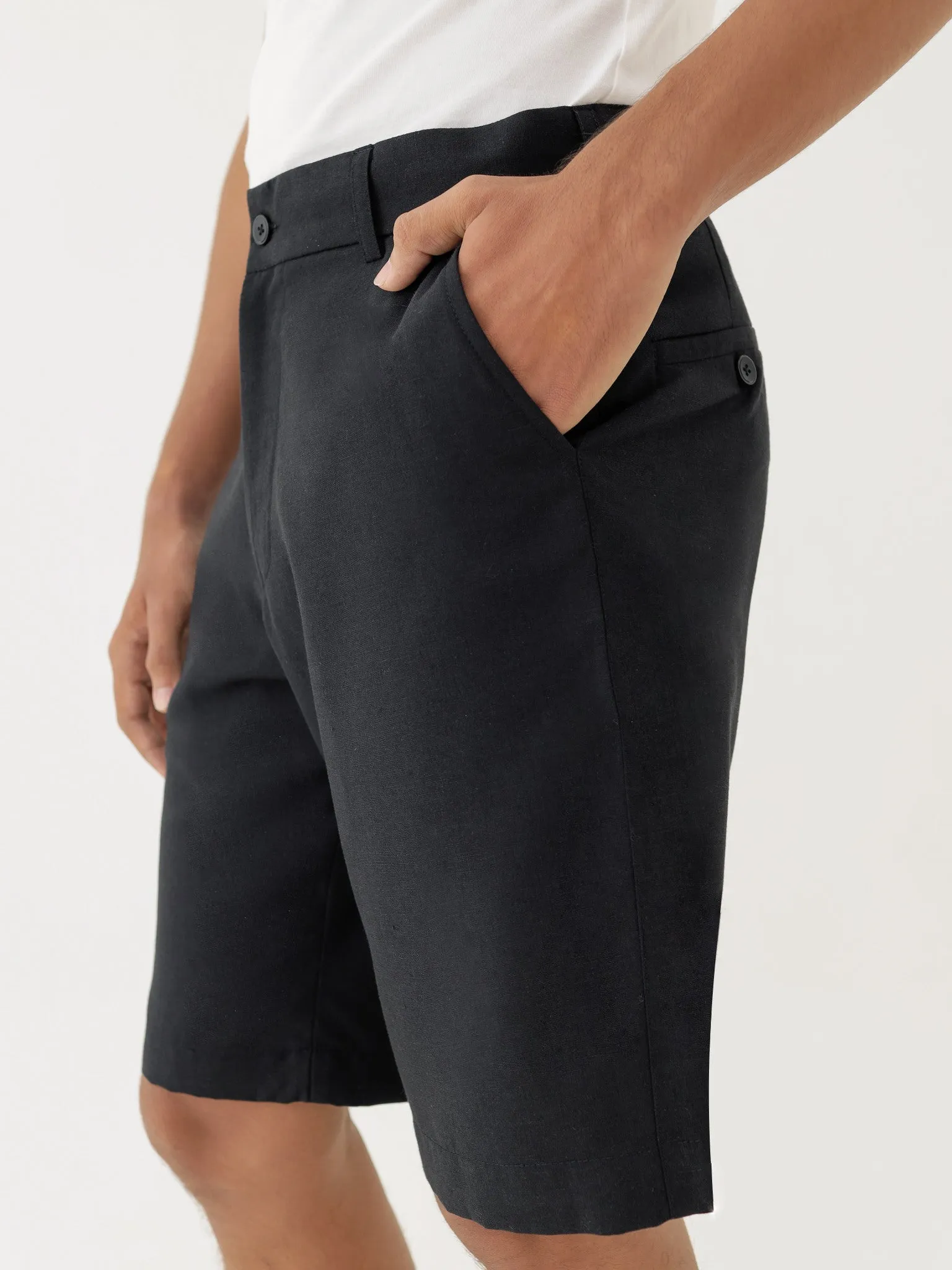 🌳 LINEN SHORTS IN BLACK sold by BLZR.ID product image thumbnail 4