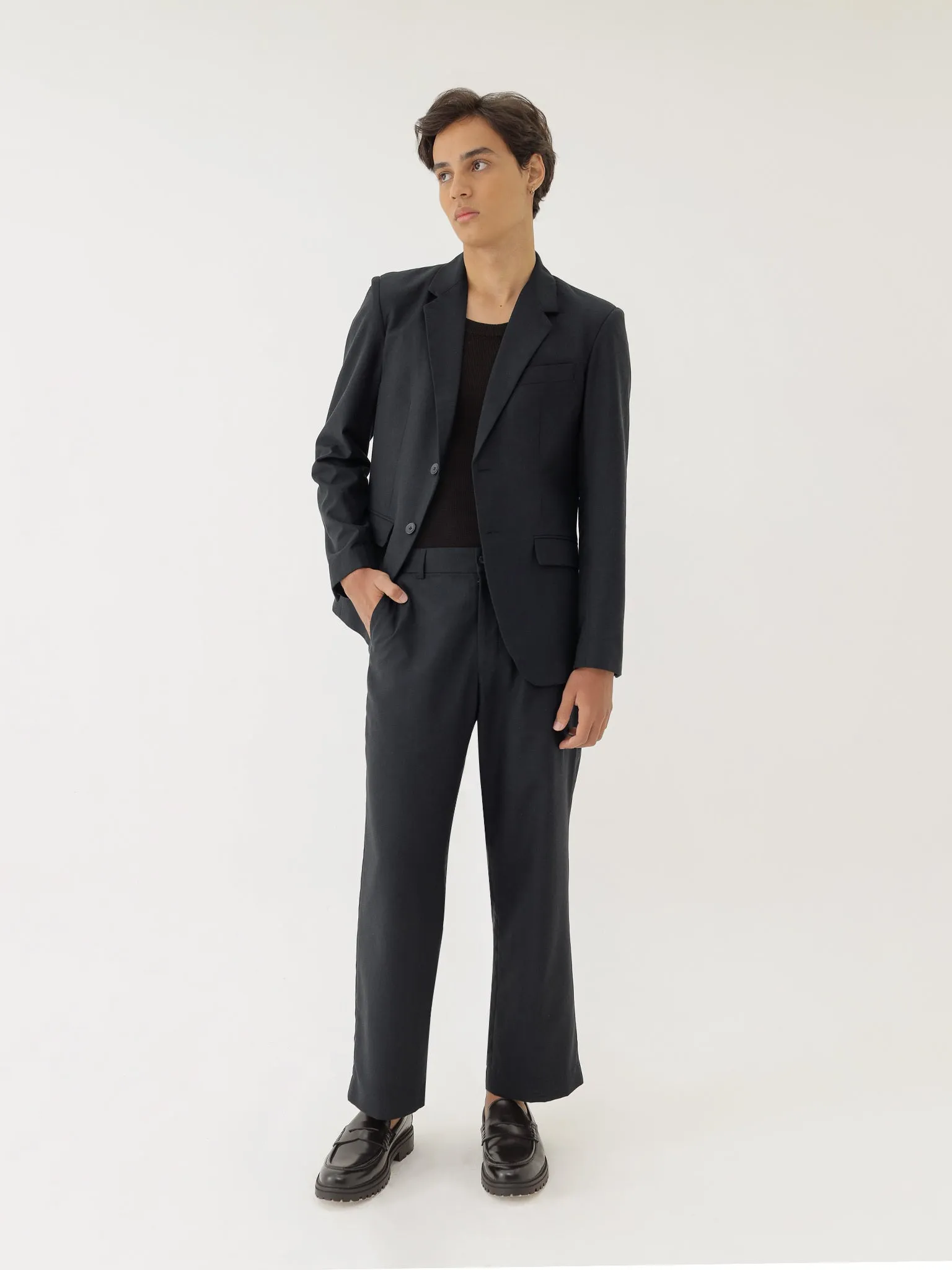 🌳 LINEN BASIC SLIM FIT BLAZER IN BLACK sold by BLZR.ID product image thumbnail 5
