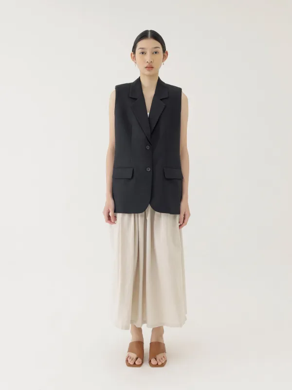 🌳 LINEN OVERSIZED VEST IN BLACK sold by BLZR.ID