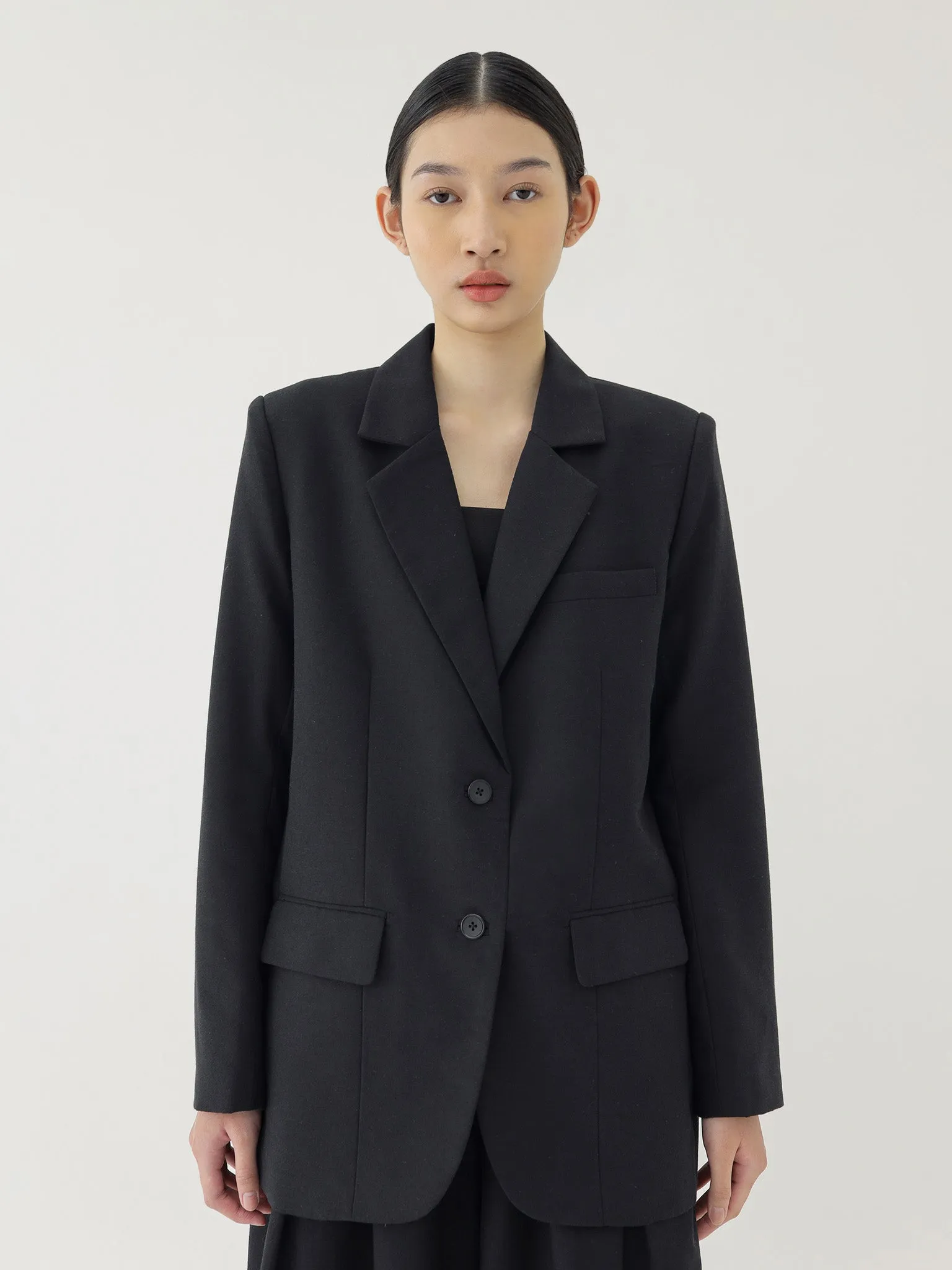 🌳 LINEN OVERSIZED BLAZER IN BLACK sold by BLZR.ID product image thumbnail 2