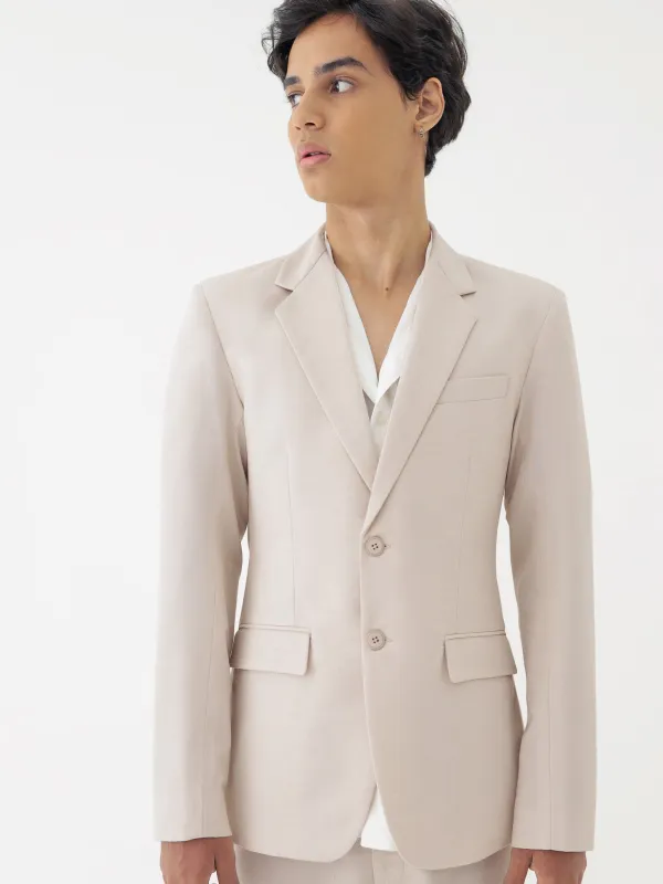 🌳 LINEN BASIC SLIM FIT BLAZER IN BEIGE sold by BLZR.ID