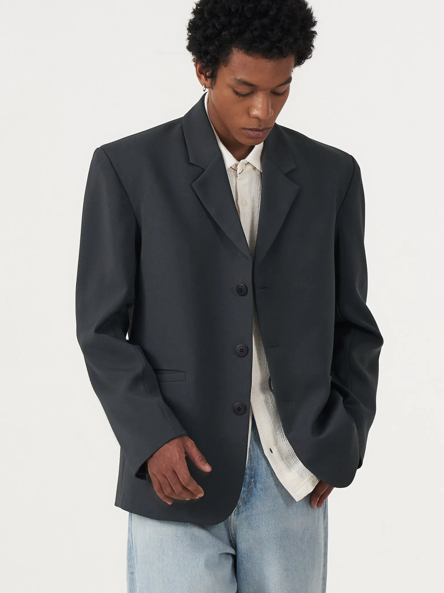 BUTTON DARK GREY OVERSIZED BLAZER sold by BLZR.ID product image thumbnail 5
