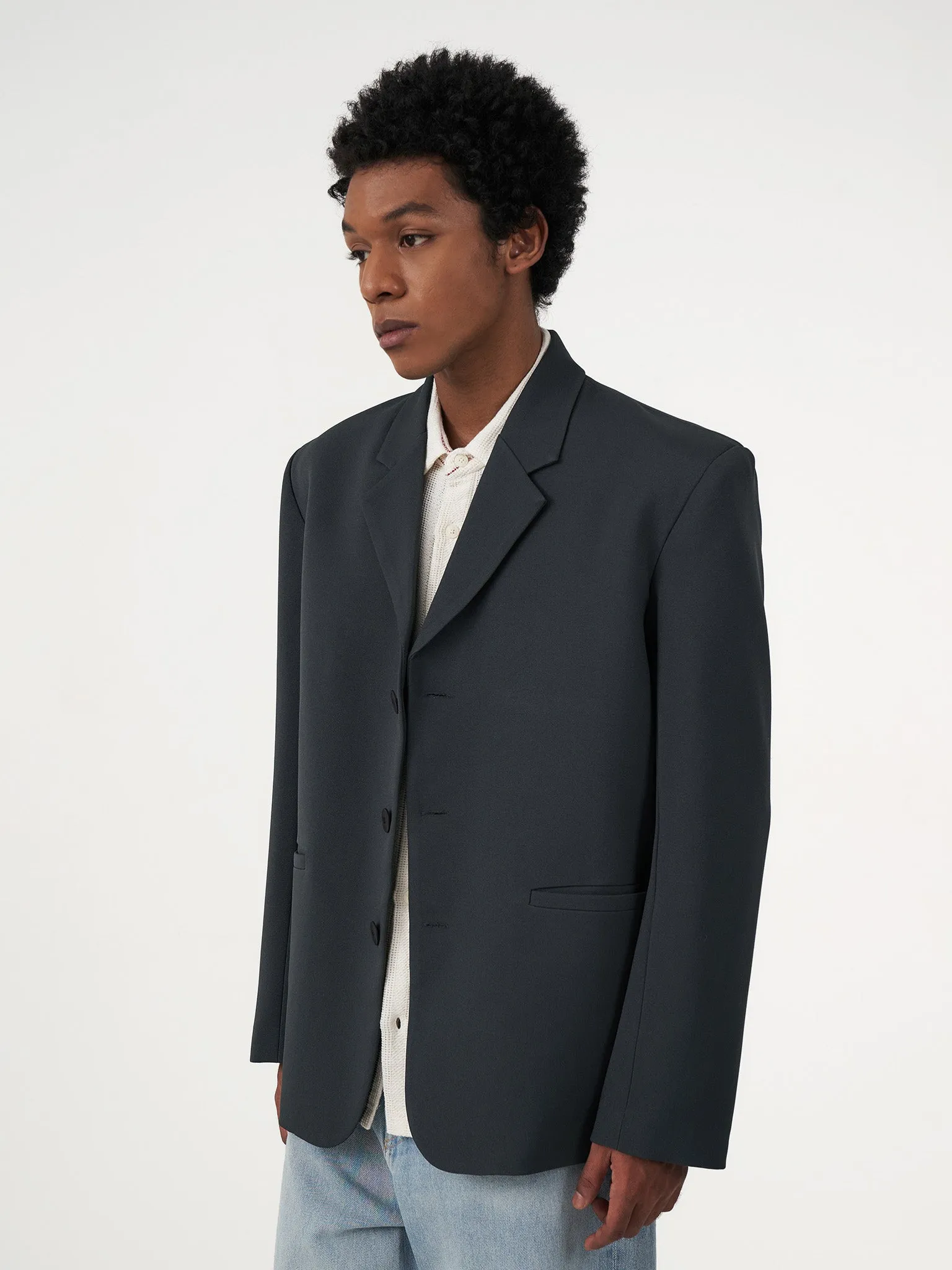 BUTTON DARK GREY OVERSIZED BLAZER sold by BLZR.ID product image thumbnail 3