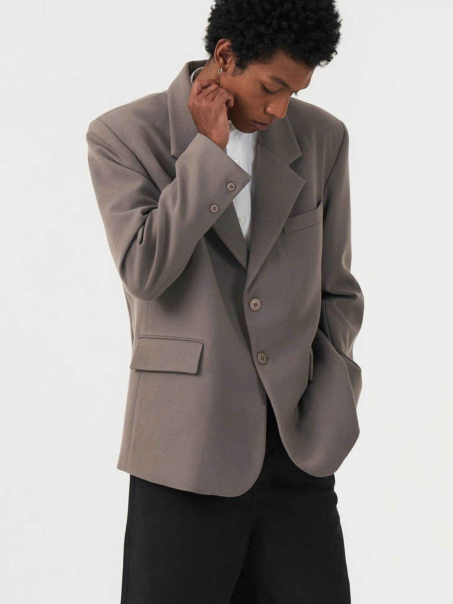 BASIC DARK KHAKI OVERSIZED BLAZER sold by BLZR.ID product image thumbnail 5