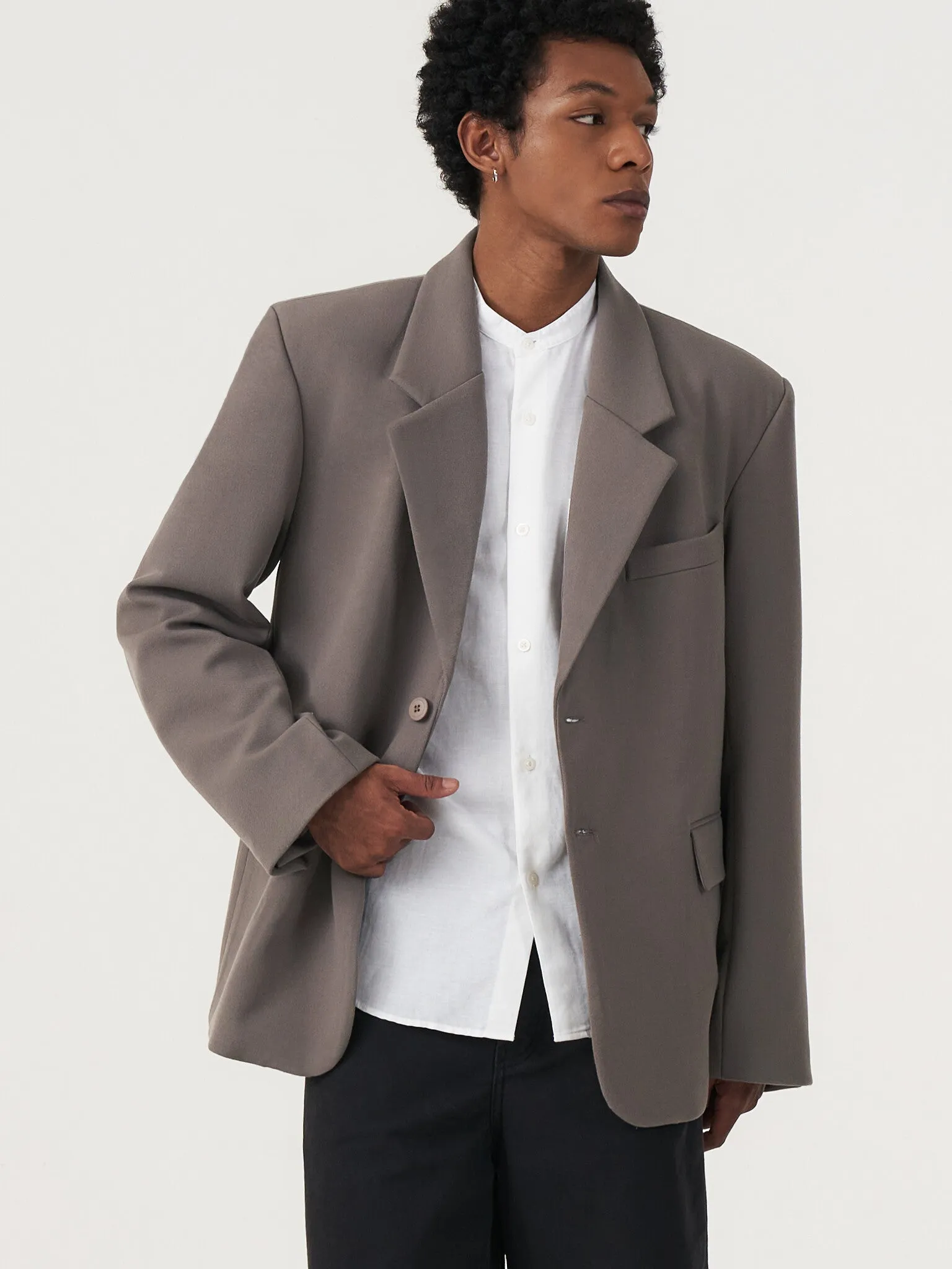 BASIC DARK KHAKI OVERSIZED BLAZER sold by BLZR.ID product image thumbnail 4