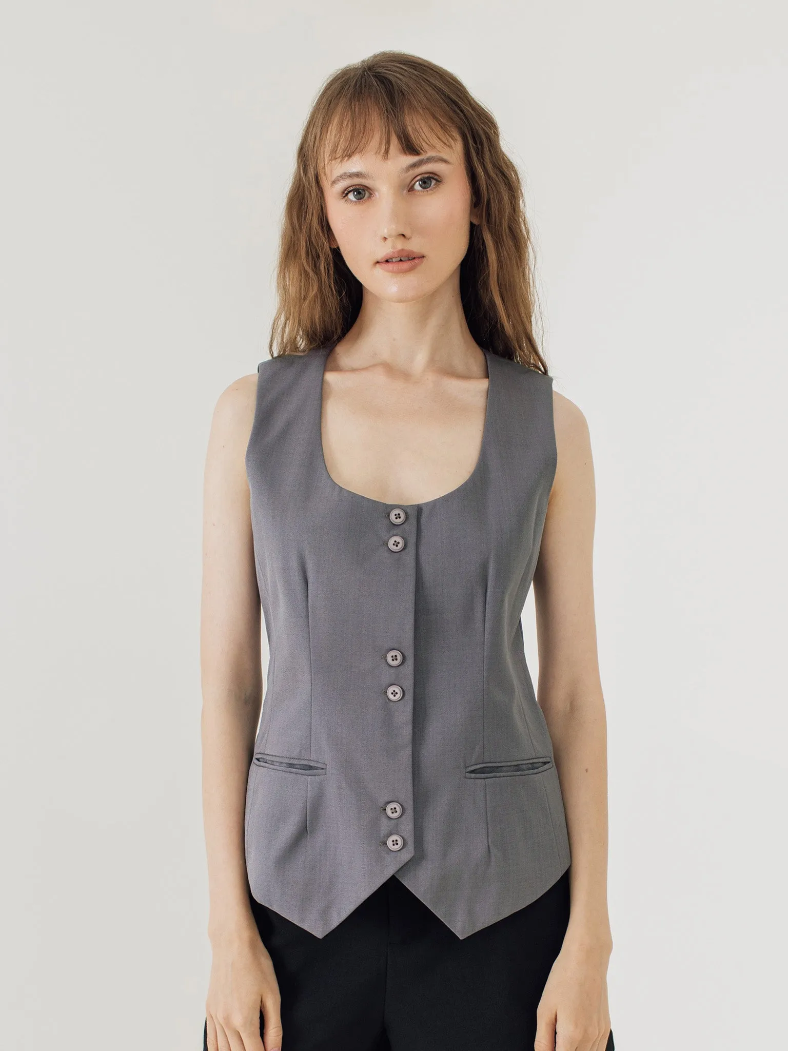 CLAIRE GREY VEST sold by BLZR.ID