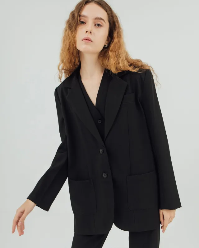 OLSON BLACK OVERSIZED BLAZER sold by BLZR.ID