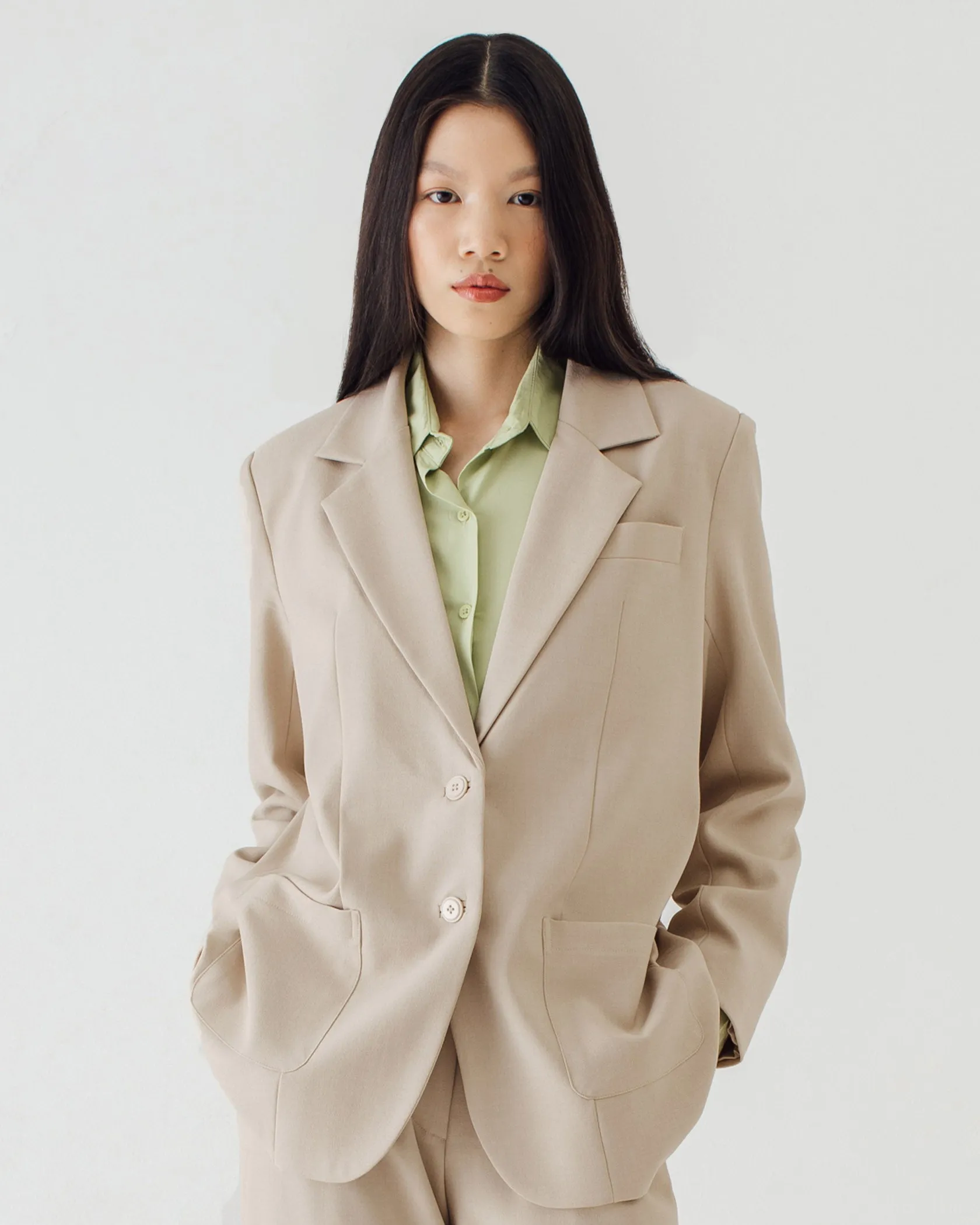 OLSON CREAM OVERSIZED BLAZER sold by BLZR.ID