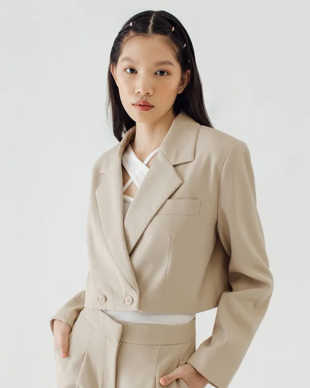 GEORGE BEIGE CROP BLAZER sold by BLZR.ID