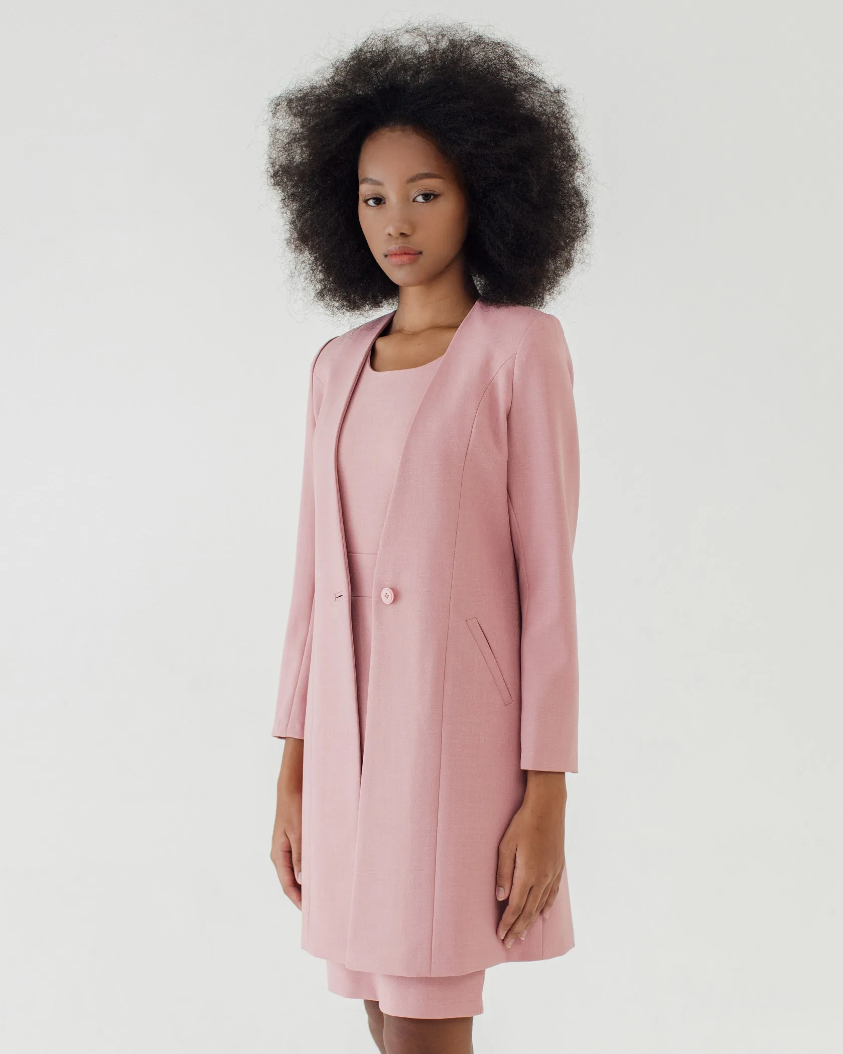 LIRA BLUSH PINK LONG BLAZER sold by BLZR.ID