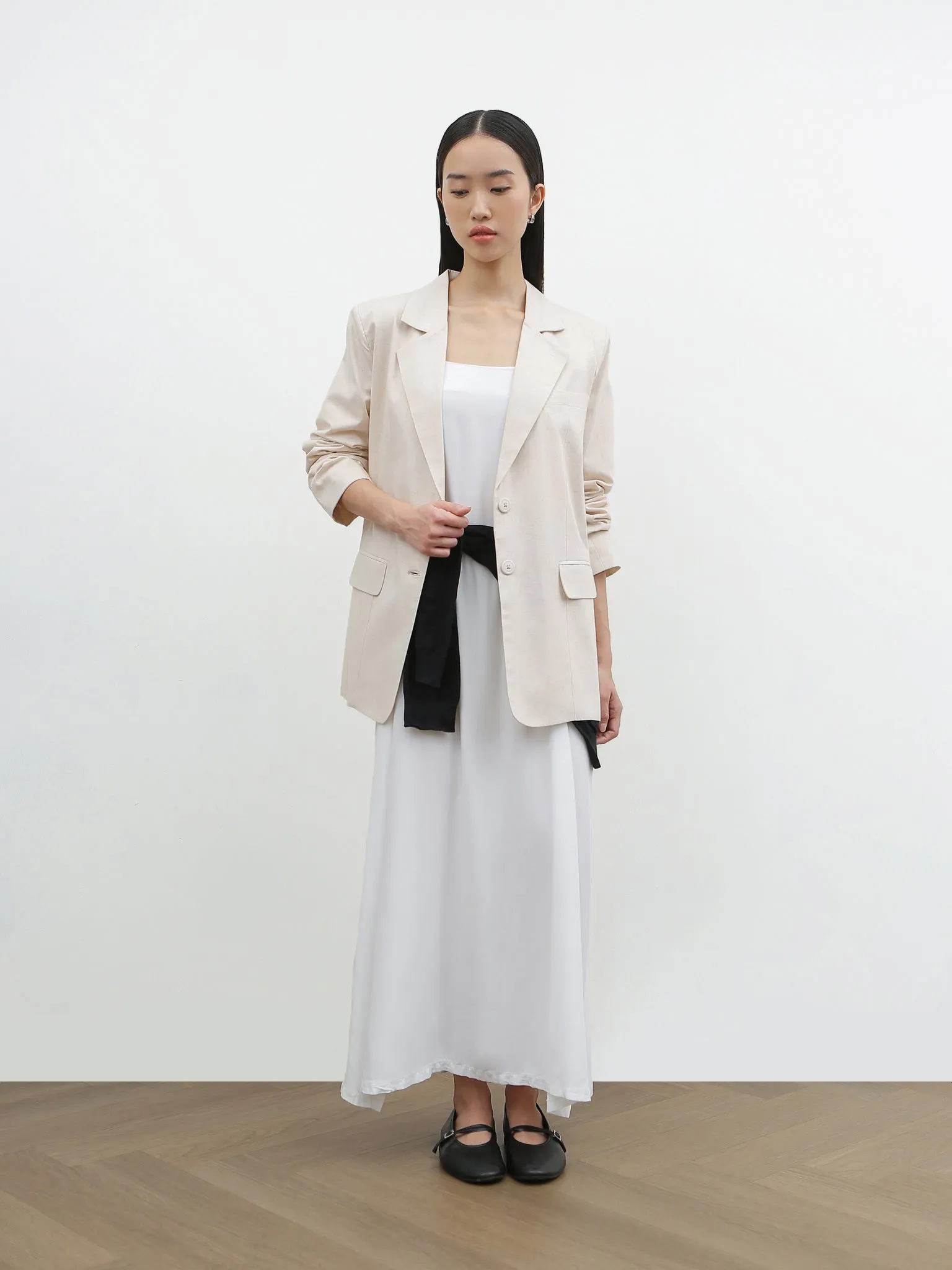YOON RUCHED SLEEVE BLAZER IN BARLEY sold by BLZR.ID product image thumbnail 4