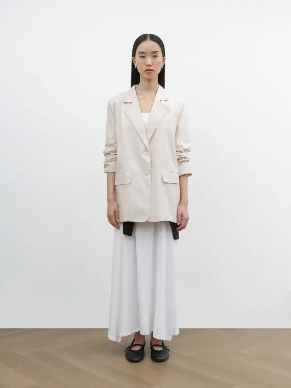 YOON RUCHED SLEEVE BLAZER IN BARLEY sold by BLZR.ID