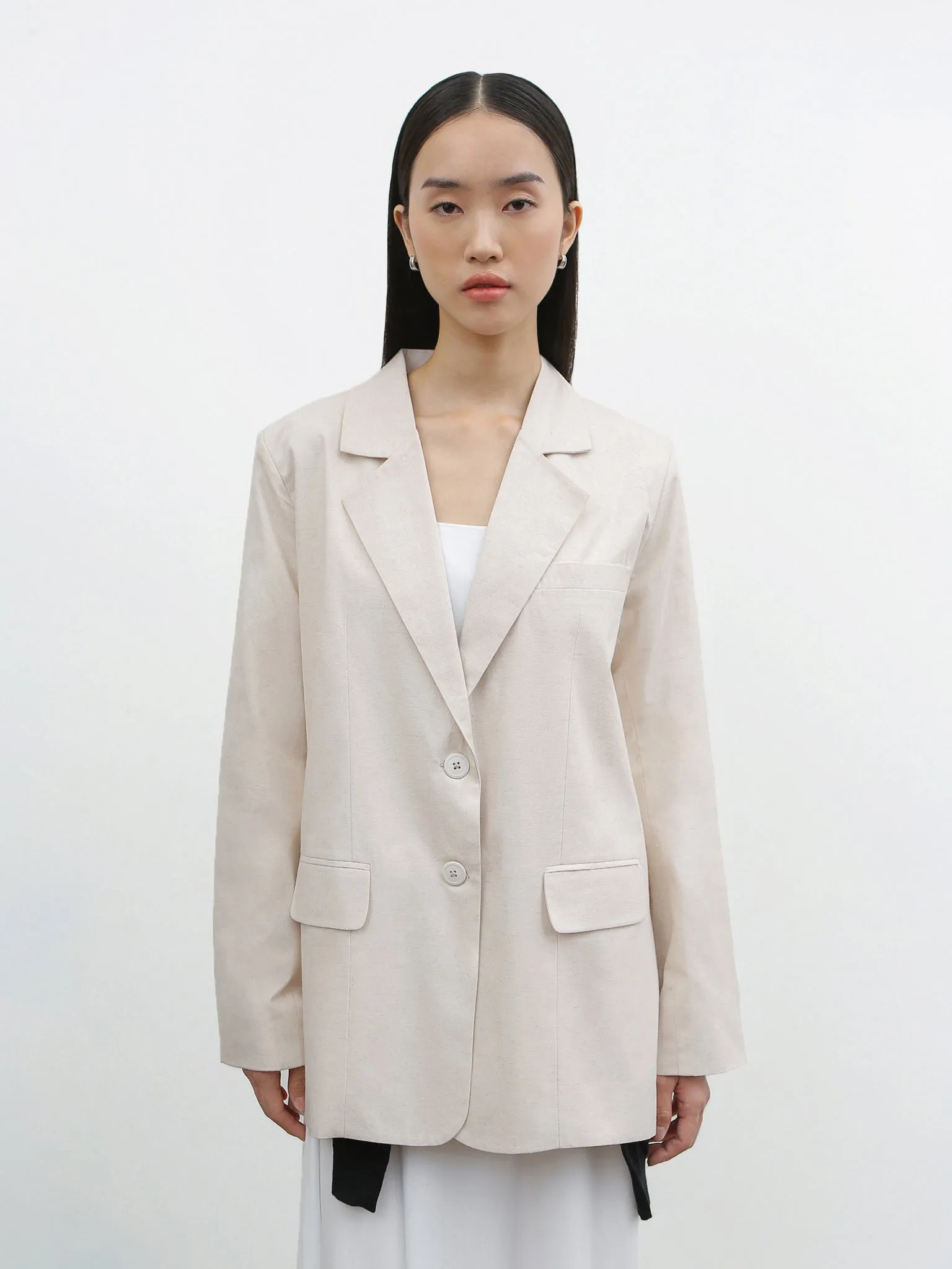 YOON RUCHED SLEEVE BLAZER IN BARLEY sold by BLZR.ID product image thumbnail 2