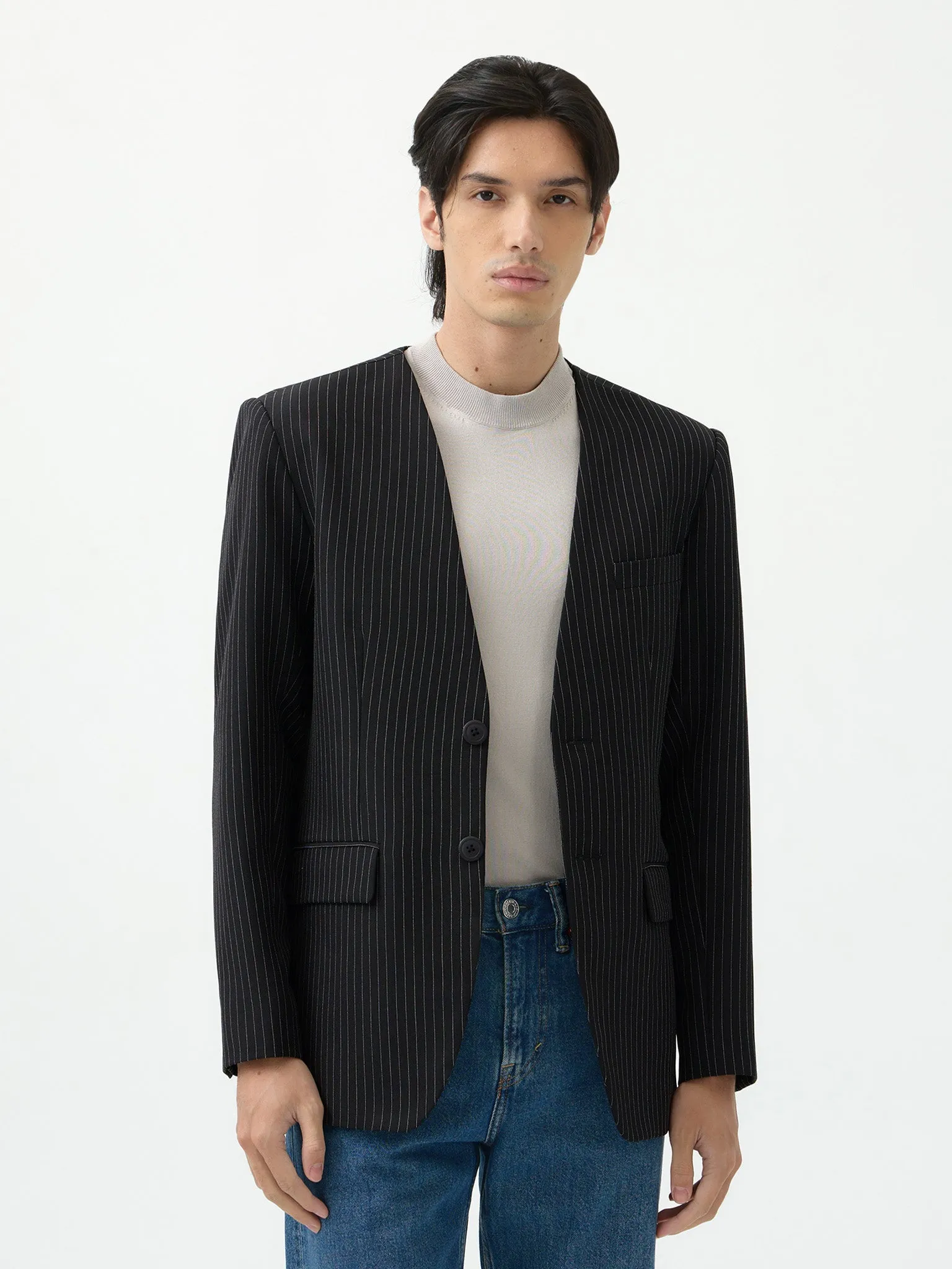 LAPELLES SLIM FIT BLAZER IN STRIPE sold by BLZR.ID