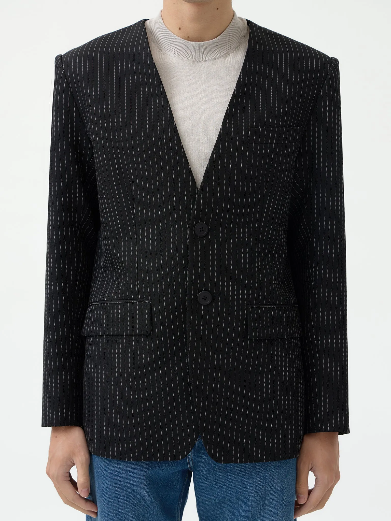 LAPELLES SLIM FIT BLAZER IN STRIPE sold by BLZR.ID product image thumbnail 3