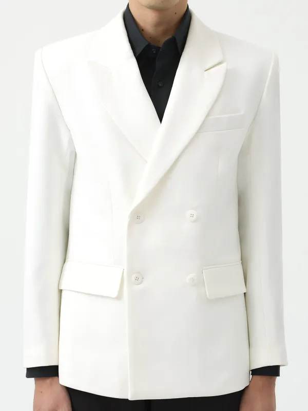 CLASSIC WHITE DOUBLE BREASTED BLAZER made by BLZR.ID