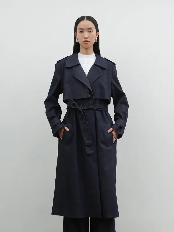 HOLMES LONG COAT IN SOFT DENIM made by BLZR.ID