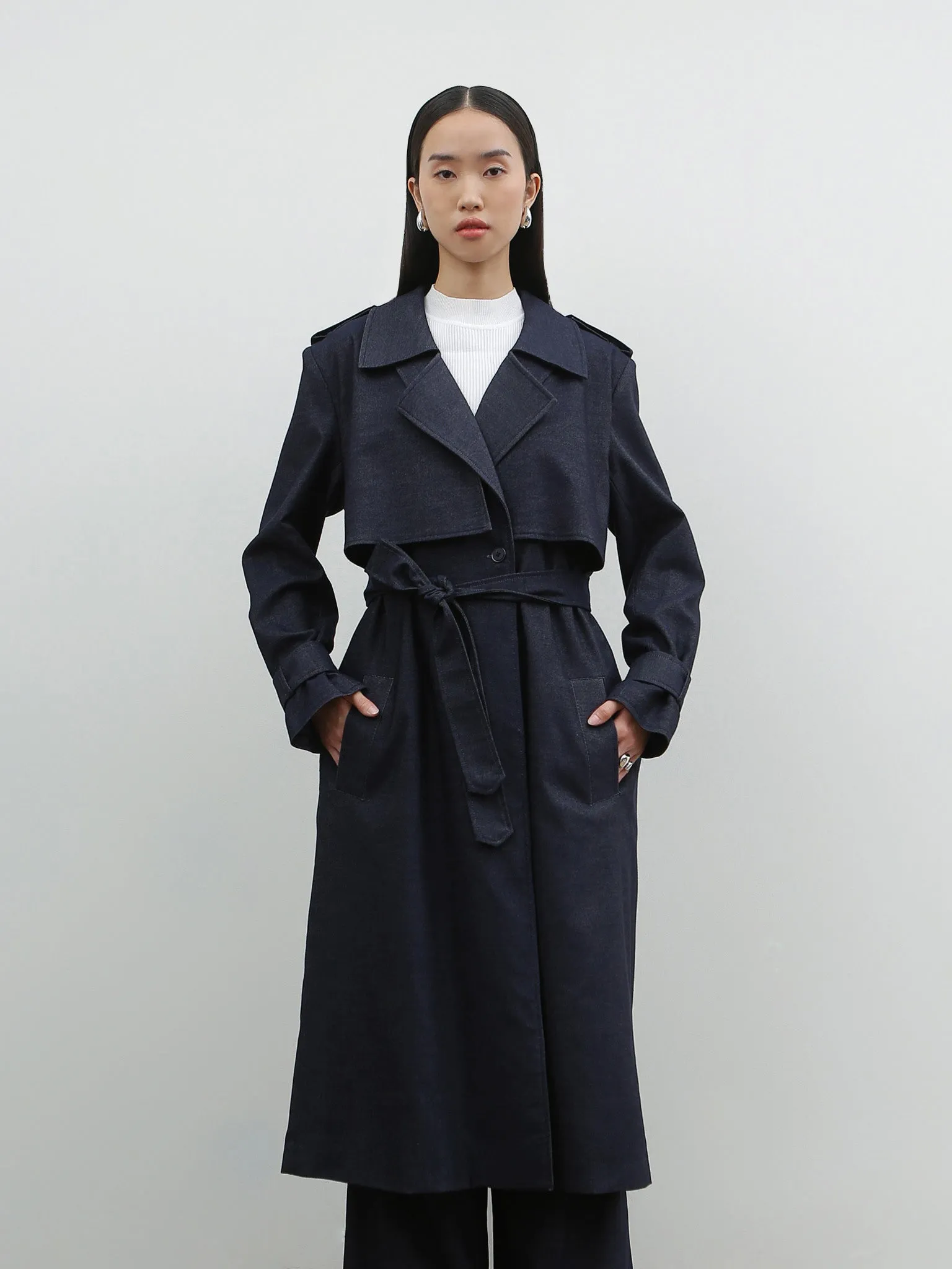 HOLMES LONG COAT IN SOFT DENIM sold by BLZR.ID