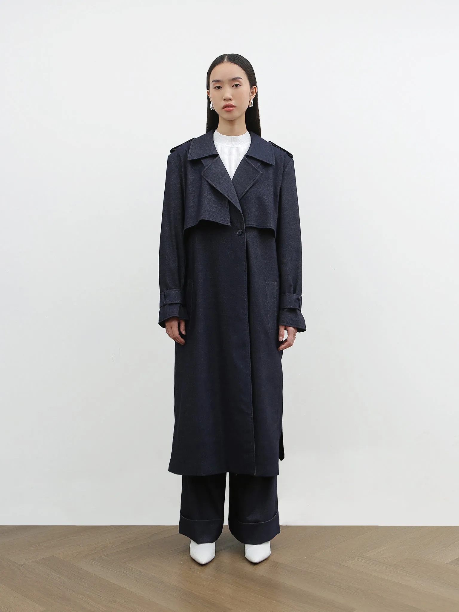 HOLMES LONG COAT IN SOFT DENIM sold by BLZR.ID product image thumbnail 4