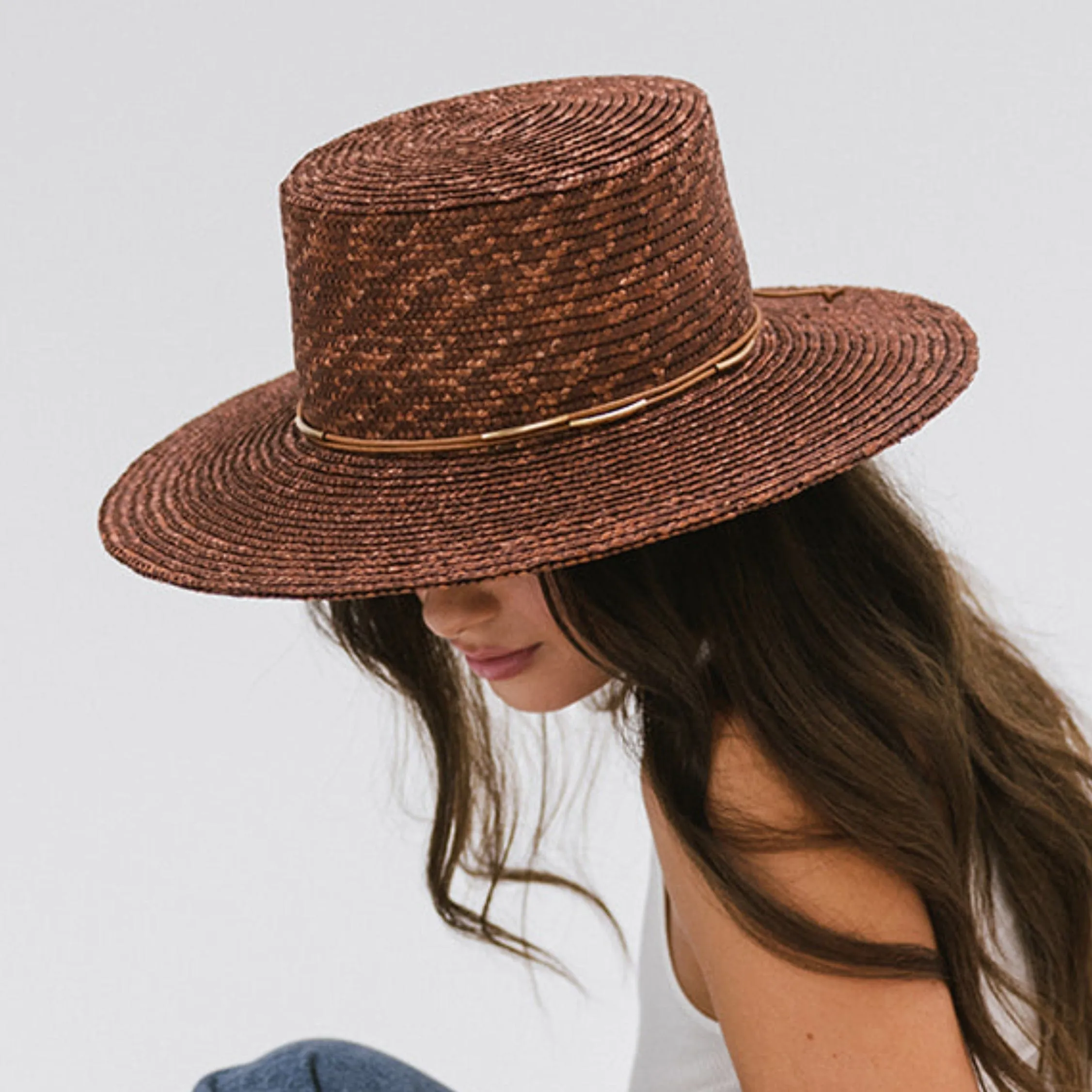 Capri Short Brim Boater Straw Hat sold by Gigi Pip product image thumbnail 2
